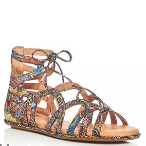 Gentle Souls Multicolor Laceup Leather Gladiator Sandals. Size 7.5
